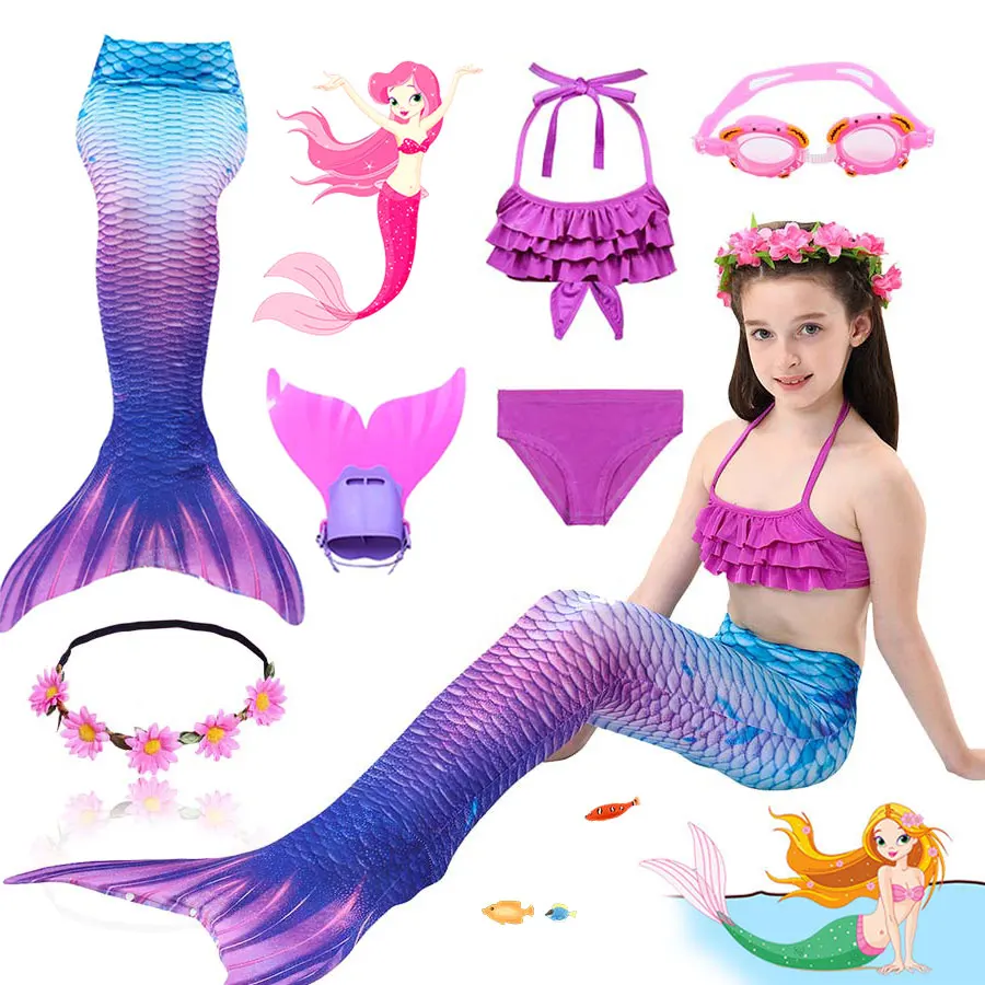 Mermaid Tail Swimmable Costume Swimsuit monofin for Women Kids Girls Swimming