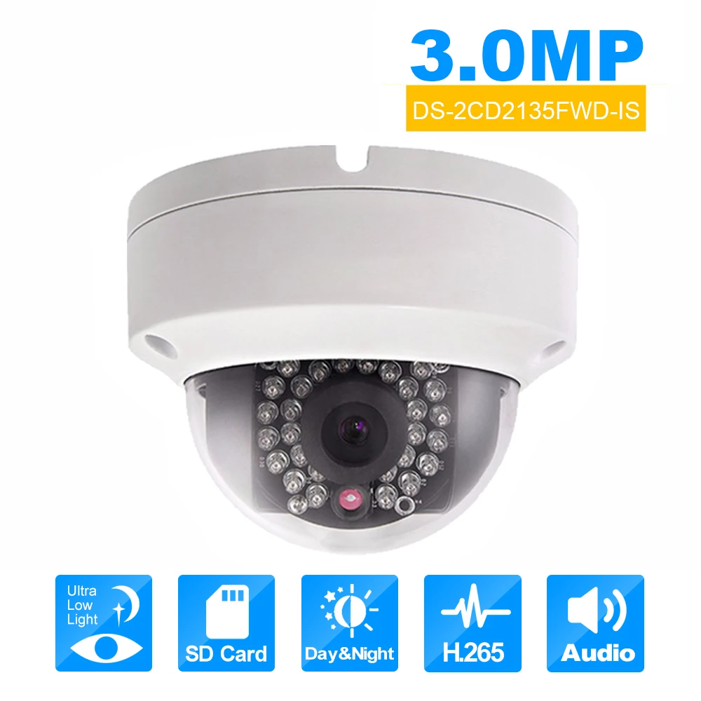 

Original HIKVISION DS-2CD2135FWD-IS 3MP poe IP Camera Onvif Dome cctv Cam module Outdoor Security Camera H.265 Starlight webcam
