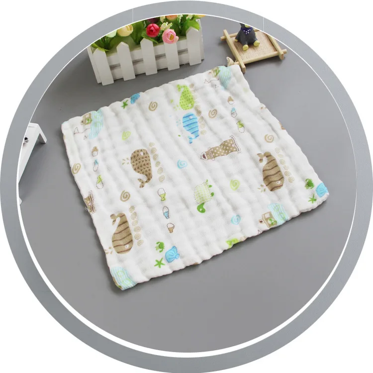 5pcs/lot 6 layer Muslin Cotton Baby Towel Handkerchief Colorful Kids Wipe Cloth Newborn Baby Face Towel Bibs Feeding Towel 25*25