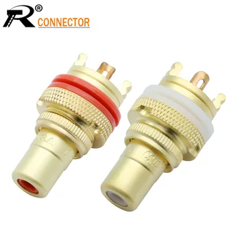 

4pcs/2pairs Luxury Gold plated RCA Jack Connector Panel Mount Chassis Audio Socket Plug Bulkhead with NUT Solder CUP 3Colors