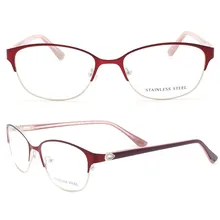 Новые дизайн для женщин Мода нержавеющая сталь Роскошные Алмаз оптические очки рамки Красный Фиолетовый, Ретро близорукость