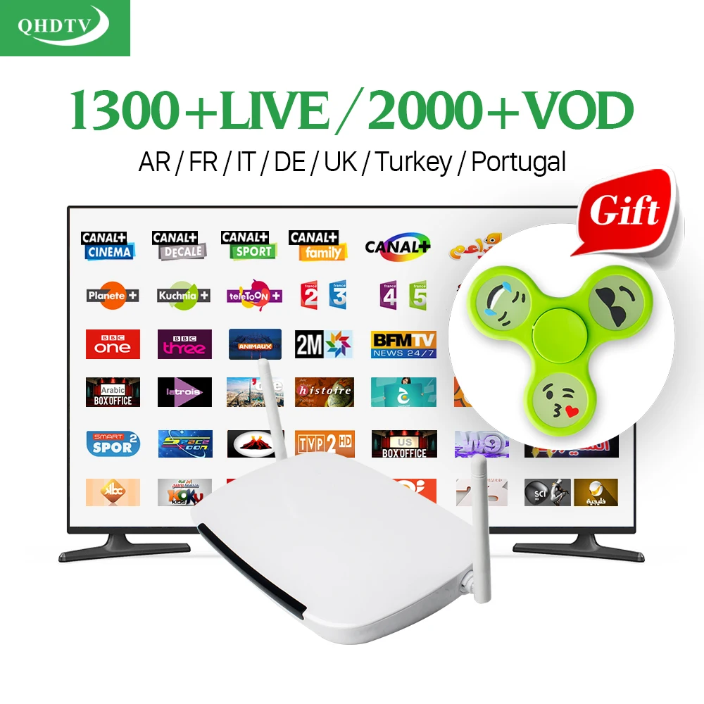 Android IPTV Set Top Box 1G/8G Tv Receiver 1300+ Arabic iptv Europe French Sport Canal HD IPTV Subscription 1 Year QHDTV Account