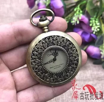 

Antique pure copper men's hollow flip Mechanical Pocket Watch BB1