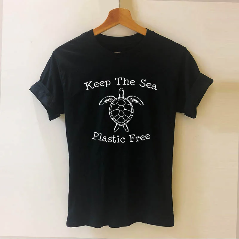 

Keep The Sea Plastic Free Environmental Awareness Harajuku T Shirt Funny Teeshirt Women Clothing Casual Short Sleeve Tops Tees