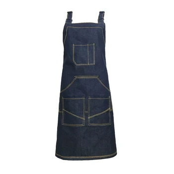

Senior Denim Cowboy Apron Bib BBQ Unisex Adult Jeans for Woman Men Kitchen barber Cooking Cafe Pocket Restaurant Pinafores Logo