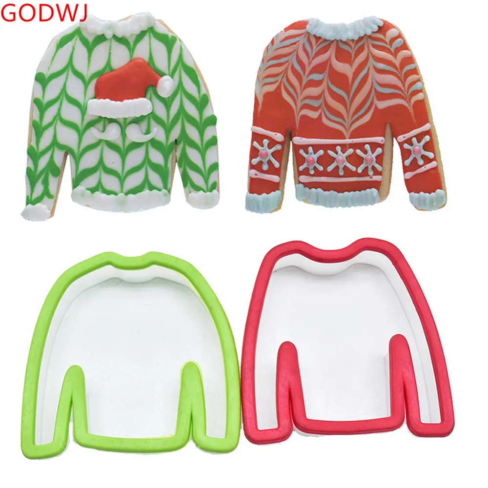 

GODWJ Christmas Cookie Cutter Cookies Candy Mold Pastry Tools Biscuit Mold Plastic Christmas Clothes For Baking Tools