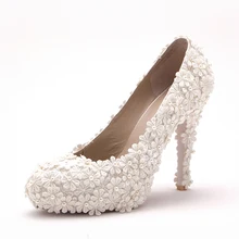 Luxury New Style Sandals For Women White Flower Ballroom Dance Shoes High Heels Formal Shoes Elegant Wedding Bridal Shoes
