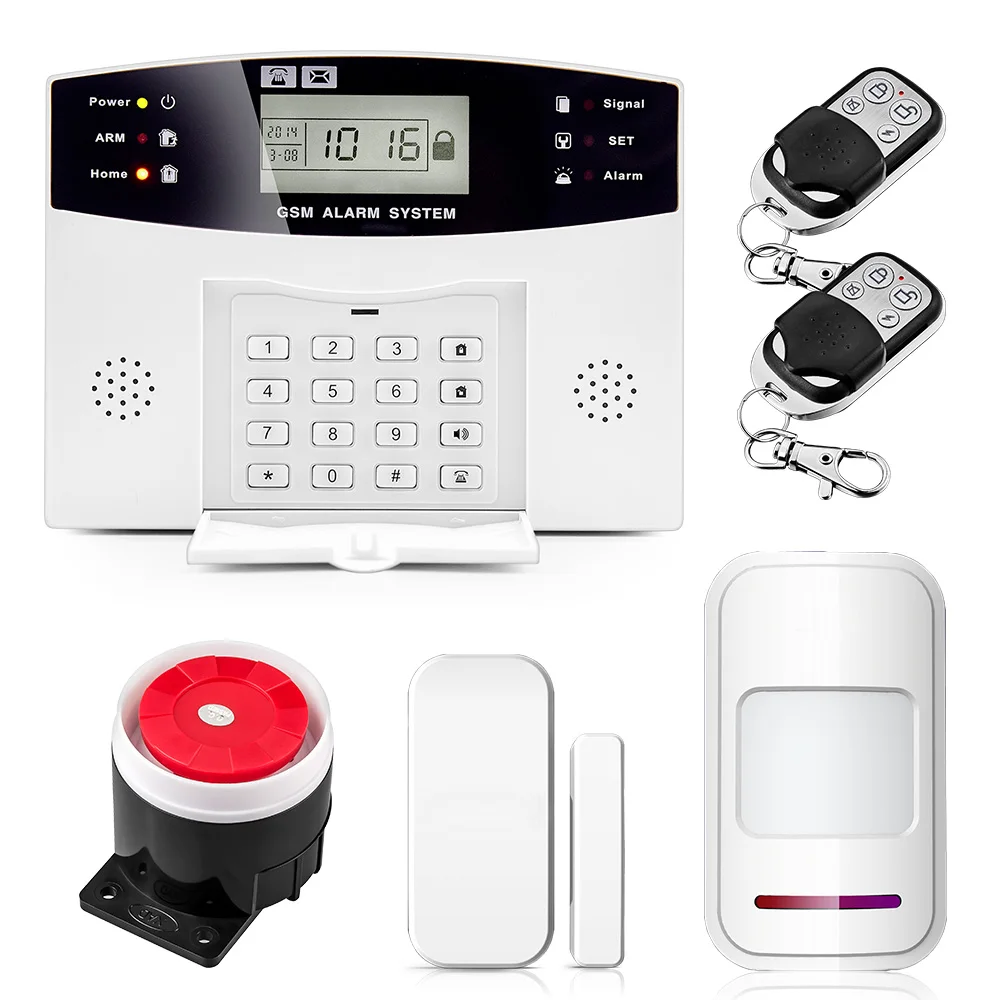 

Wireless SIM GSM Home Burglar Security LCD Keyboard GSM Alarm System Door Detector Motion Sensor kit English Russian Voice