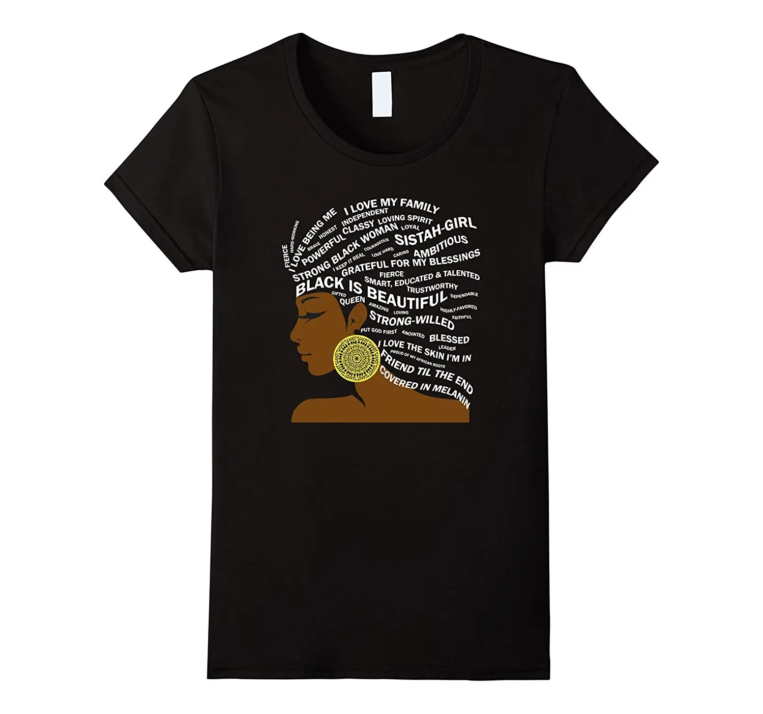 Black Is Beautiful Typography T Shirt for Proud Black Women Female T