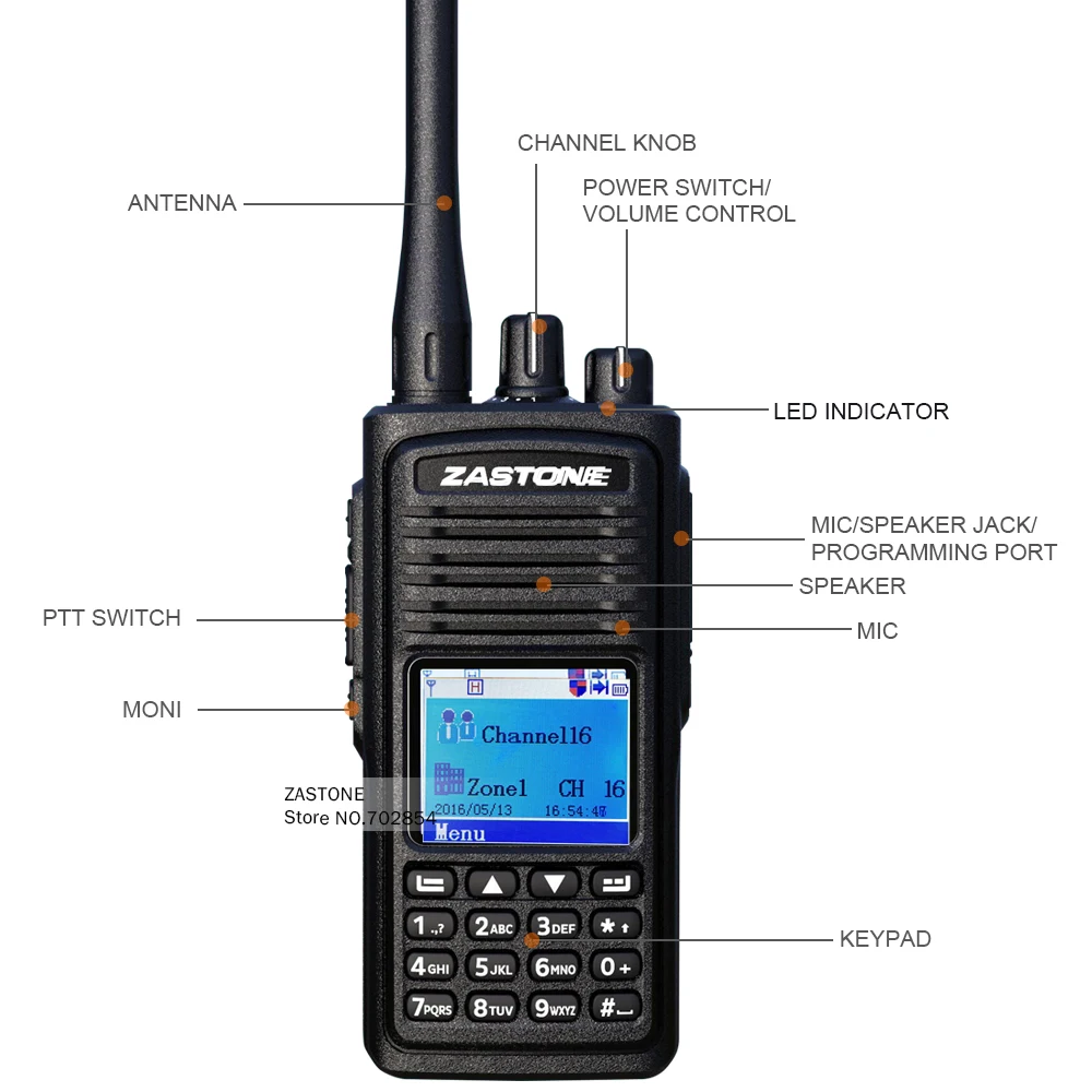 Zastone D900 двухстороннее радио UHF 400 480 мГц DMR цифровое 1000 каналов цифрового рация КВ