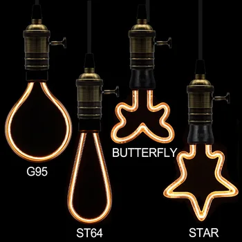 

TIANFAN Vintage Led Bulbs 4W 220/240V E27 Led Filament Edison Bulb Decorative Light Bulb Butterfly Star