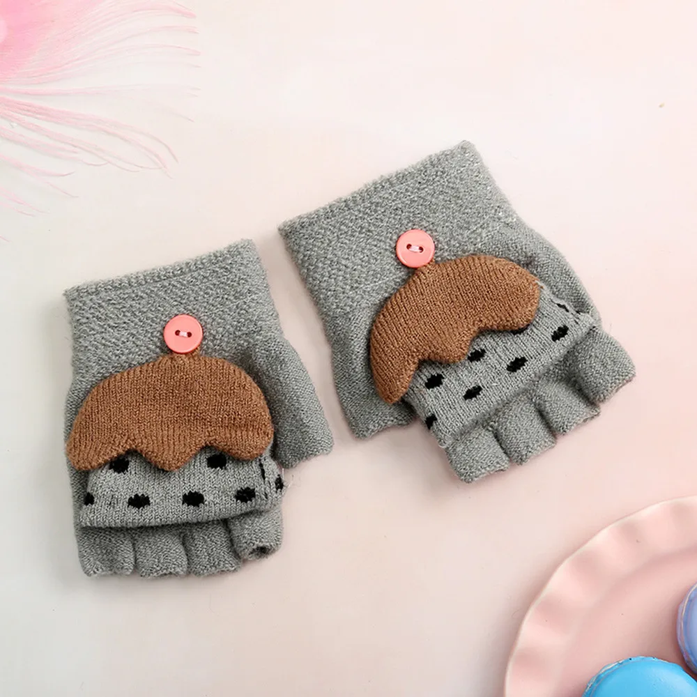 Children Girls Boys Winter Cartoon Umbrella Patchwork Keep Warm Mittens Gloves | Детская одежда и обувь