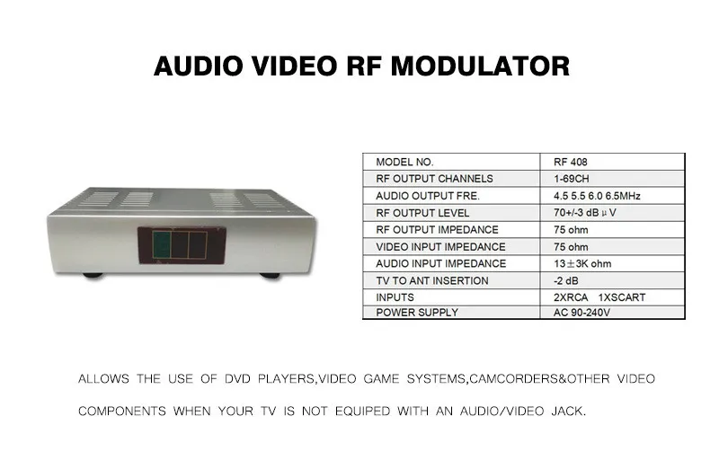 2017 New Arrival Television System TV Signal Standard Audio Video Signal Converter AV To RF Modulator TV 90-240V EU Plug RF408 (1)