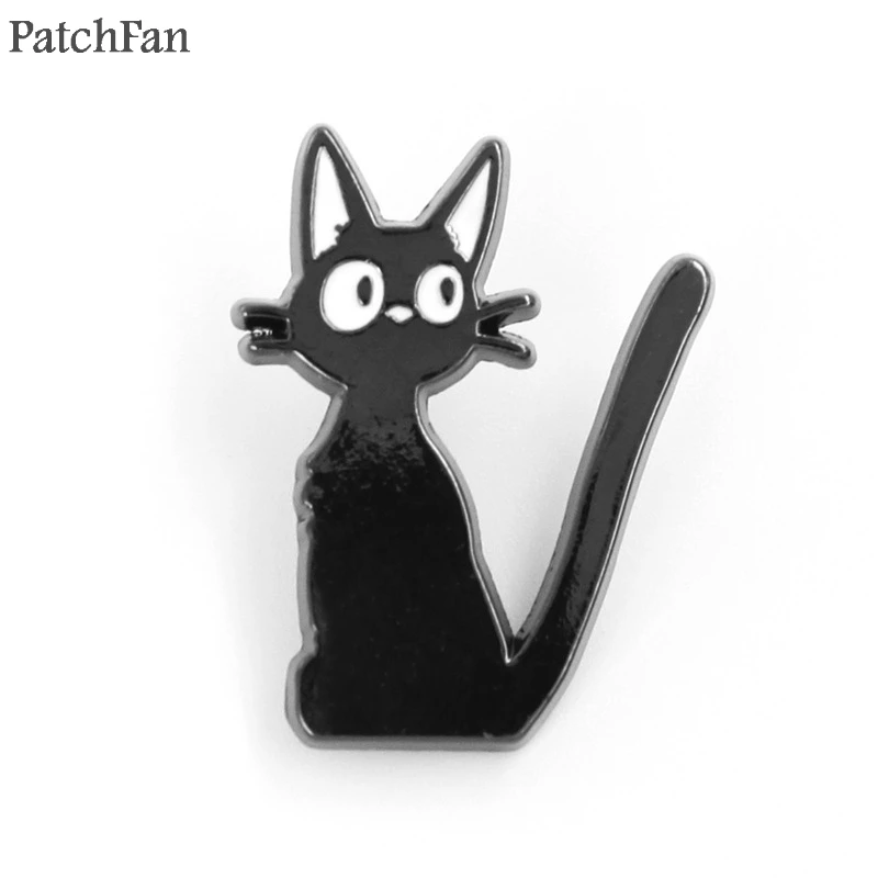 Patchfan Kiki службы доставки черная кошка металлическая Глянцевая шпильки медаль para рюкзак рубашка Броши Одежда Значки для мужчин и женщин A1691