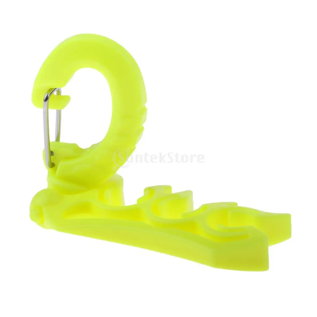 Scuba Diving Dive Divers Triple 3 BCD Hose/Regulator/Gauge Holder Retainer with Folding Rotates Snap Clip Black/Yellow/Blue