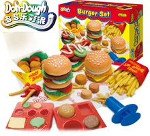 Kids Gift font b Play b font font b Dough b font Mold Set Happy BURGER