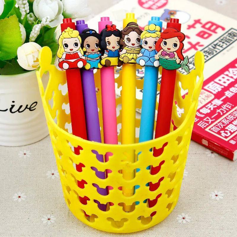 

36pcs/lot creative cartoon characters Princess Frosted barrel Candy color black ink gel pen girls gift unisex pen stationery