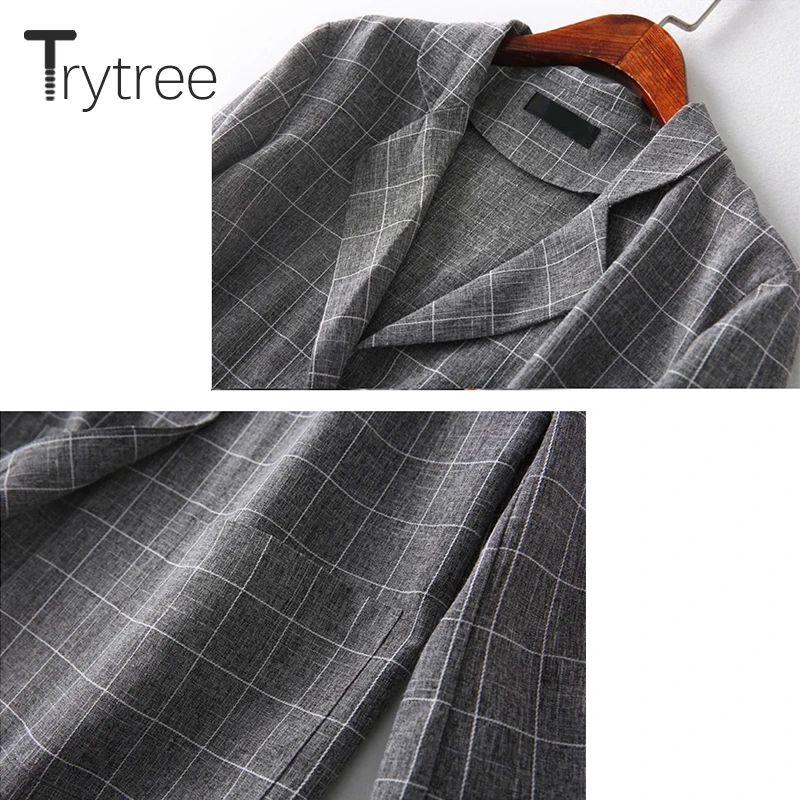 Trytree Женский комплект из двух предметов офисный топ и шорты клетчатый Топ женский