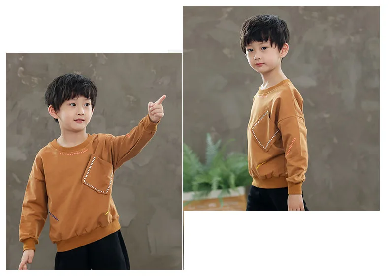 Boys long sleeve t shirt sweatshirt children's fashion oblique pocket autumn and spring warm clothes kids shirt tops outwear (11)