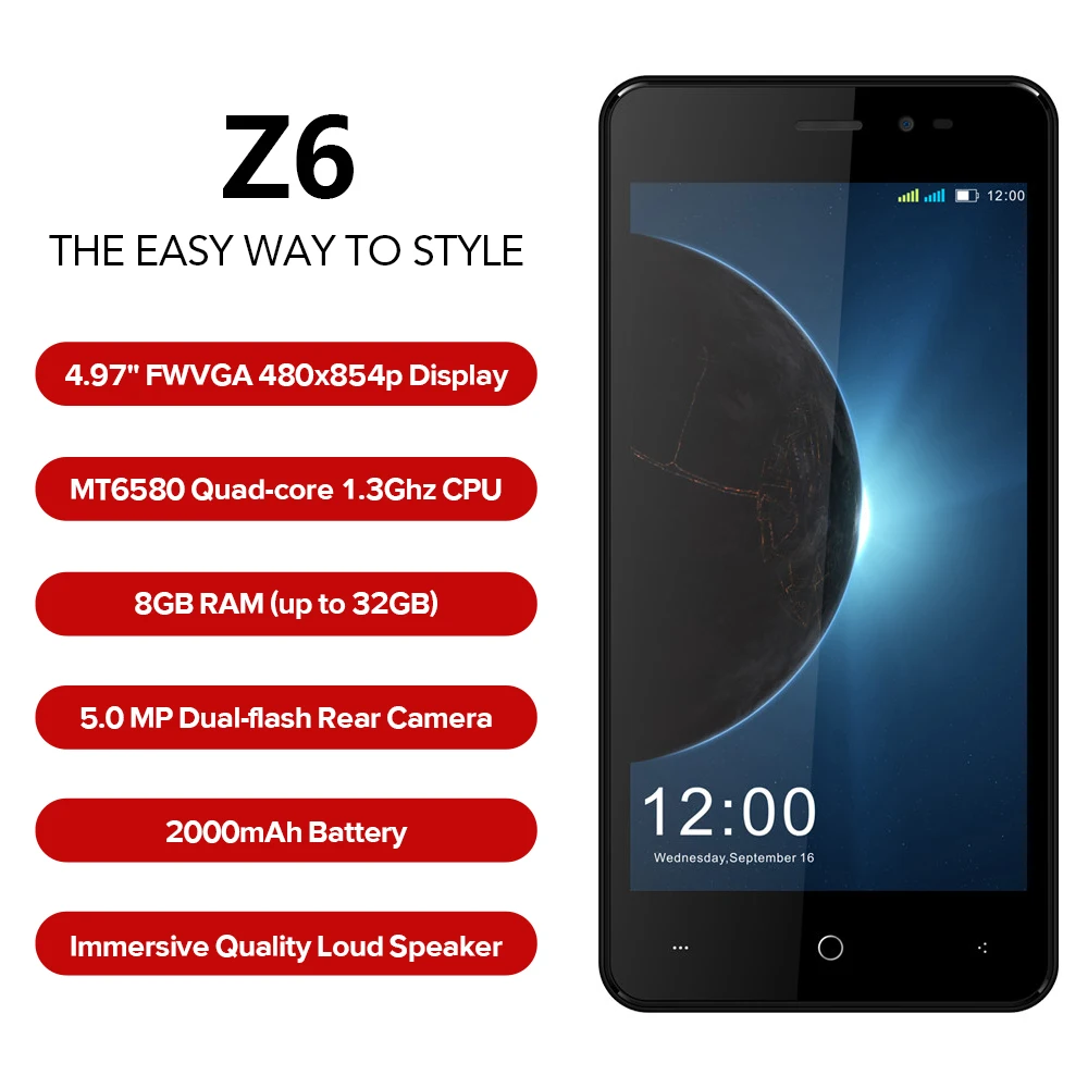 LEAGOO Z6 3g смартфон 4 97 дюймовый экран Android 6 0 MT6580M четырехъядерный 1. Hz 1GB ram 8GB rom 2000mAh 5MP