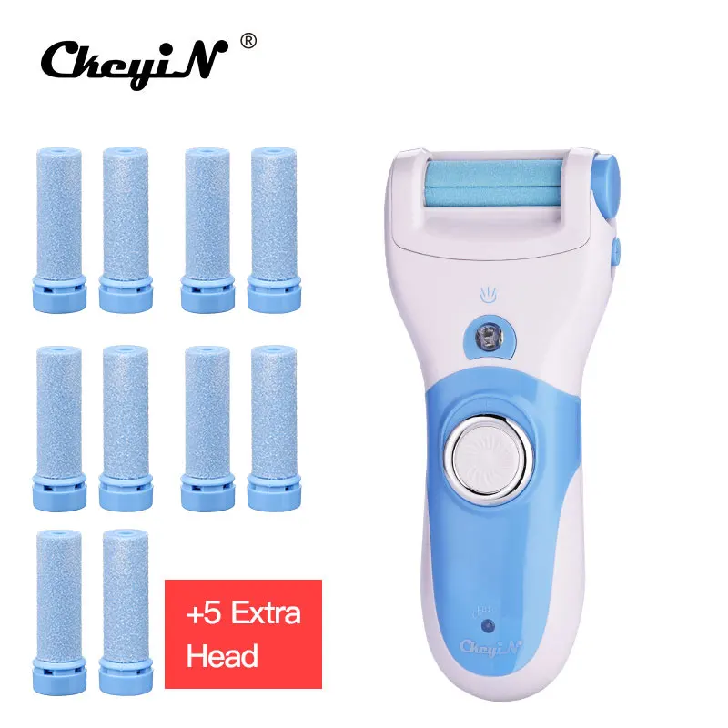 

CkeyiN Foot Care Tool+5Pcs Replace Roller Grinding Heads Electric LED Skin Callus Remover Personal Care Heel Cuticles Shaver 40