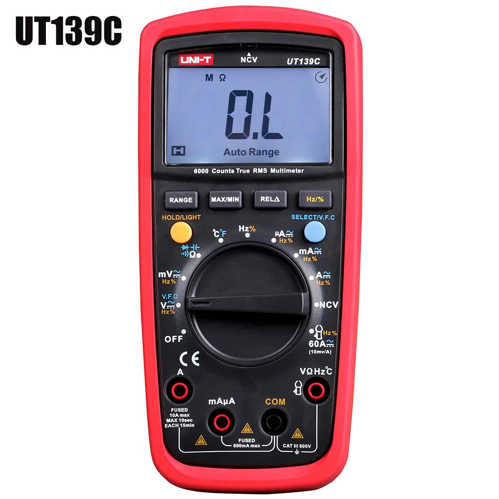 

UNI - T UT139C True RMS Multimeter LCD Display Digital Multimeter Auto Range Pen Test Leads Handhold Capacitor Tester Device