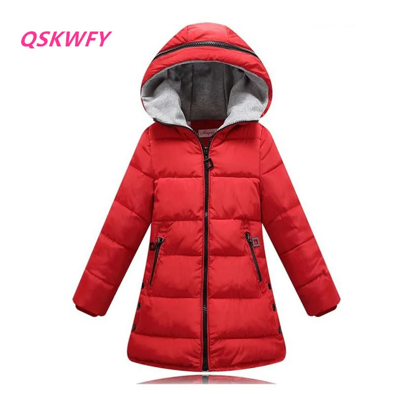

Girls Winter Casual Hooded Outerwear Coats New Girl Cotton Long Section Jacket Kids Cotton-padded Jackets Children Clothes