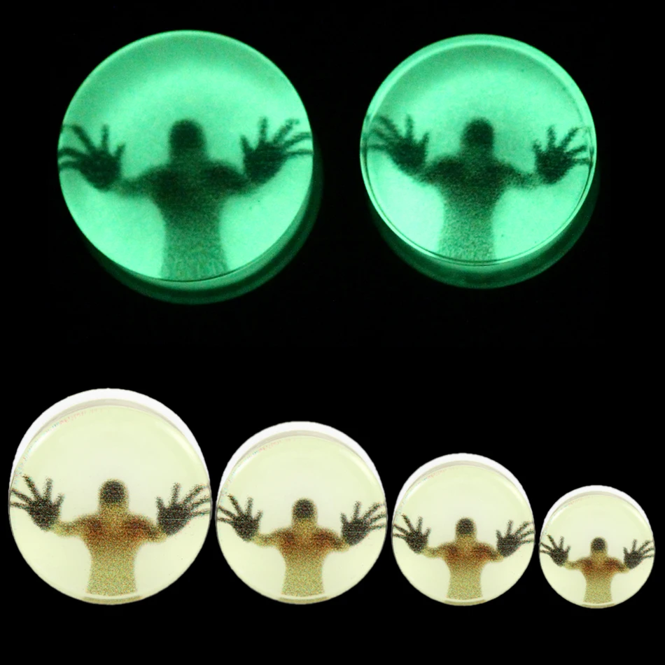 1Pair Acrylic Glow in the Dark Ear Gauges 3D Saddle Plug Flesh Tunnel Plug Expander Piercing Ear Stretching Jewelry 10mm-20mm