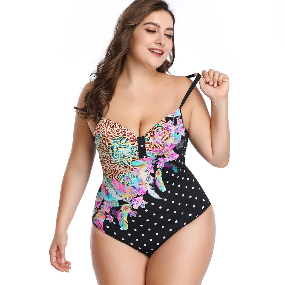 

Plus large size bikini 2019 new one-piece swimsuit swimsuit women's sexy print strip steel support swimwear swimsuit L-3XL