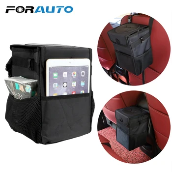 

FORAUTO Car Back Storage Bag Car Trash Can Creative Folding Organizer Box Large Compacity Black Waterproof Multi-function