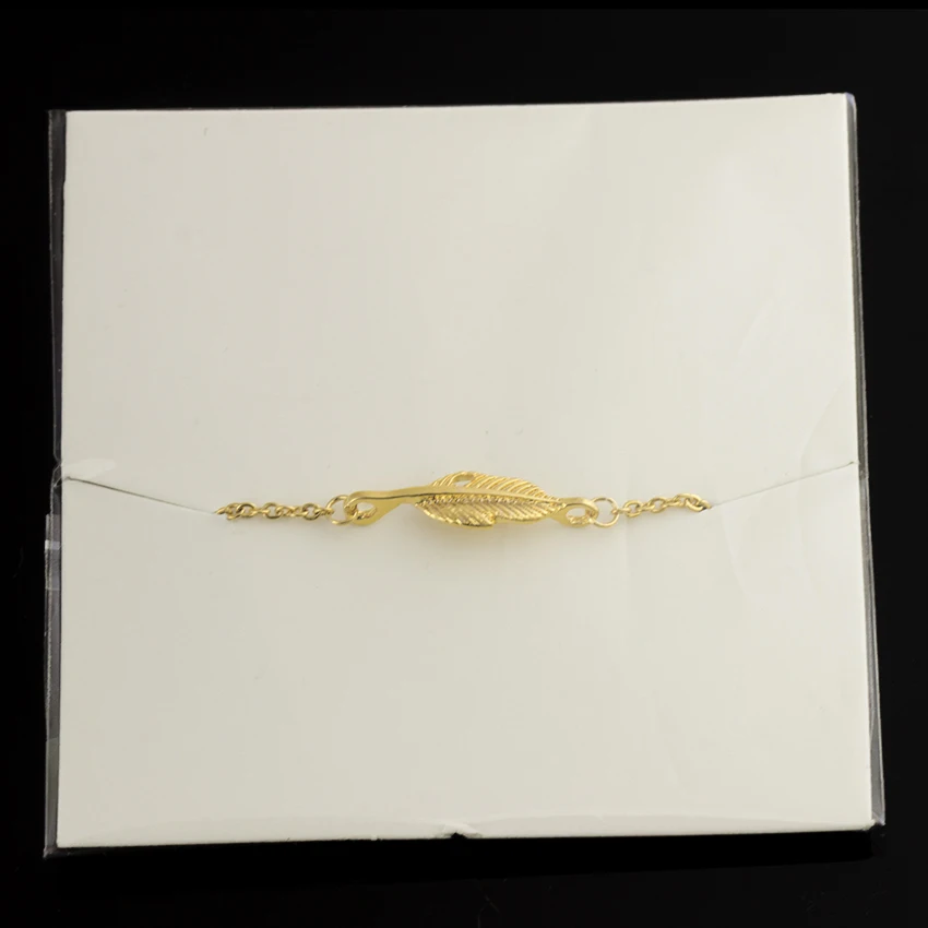 Винтажные браслеты с перьями и листьями женские модные украшения с шармами браслеты из нержавеющей стали позолоченный браслет-цепочка Bijoux Femme