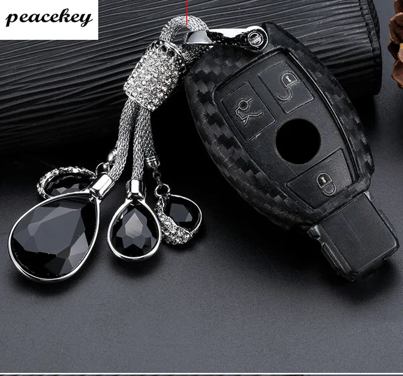 

Carbon Fiber Rubber Key Case holder for mercedes benz w204 w202 CLS CLA GL R SLK AMG A B C S class Remote holder accessories