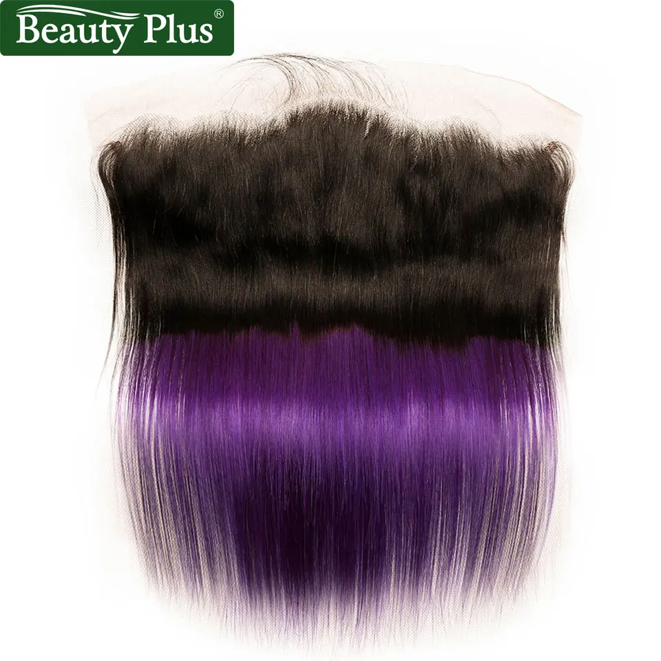 Темно-корни фиолетовые прямые пучки волос с фронтальной предварительно сорванной не Реми бразильский Омбре человеческие волосы