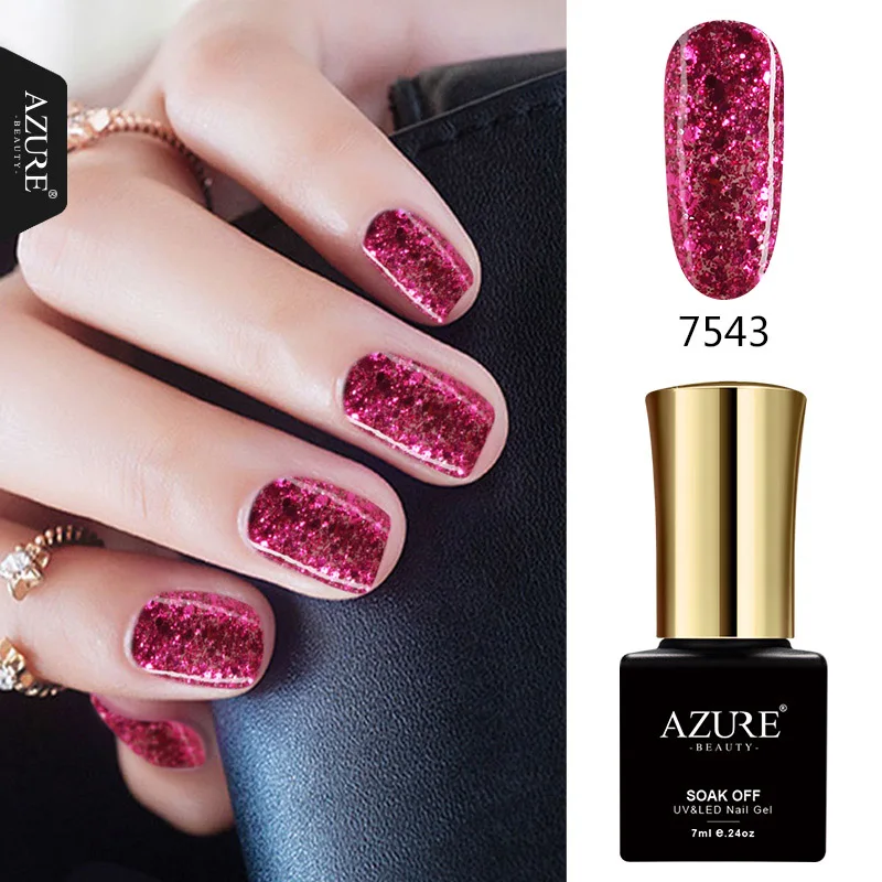 

AZURE BEAUTY 1Pcs Diamond Gel Lacquer Glitter UV Nail Gel Varnish Soak Off Colorful Shiny Gel Nail Polish For Manicure Art