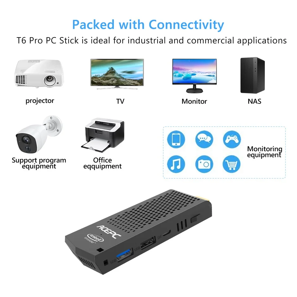 T6 Pro мини ПК палка Intel Atom Z8350 Windows 10 лицензированный адаптер USB для Ethernet RJ45 Lan BT4.0 двойной WiFi Linux карманный компьютер