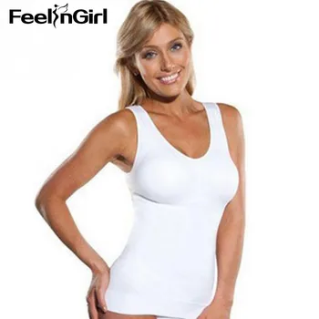 

FeelinGirl Shaper Slim Up Lift Plus Size Bra Cami Tank Top Women Shaper Removable Underwear Slimming Vest Corset Shapewear