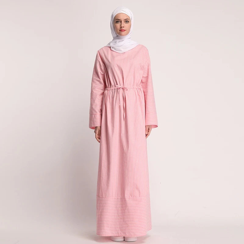 

Arab Women Clothing Muslim Women Striped Long Dresses without Scarf