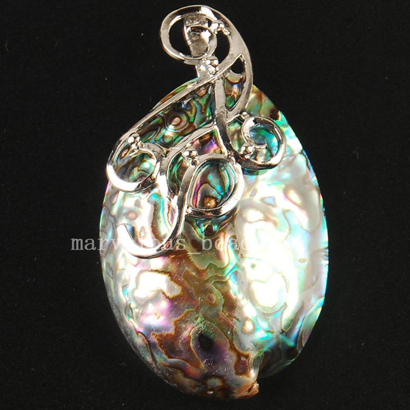 Free shipping 35x62mm Fashion Jewelry New Zealand Ablone Shell Art Oval