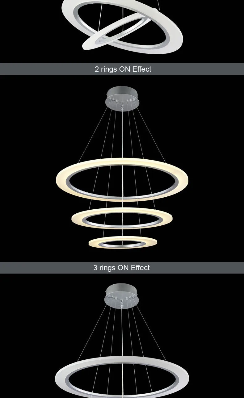 Современные светодиодные подвесные светильники для столовой Гостиная cerchio anello lampadario акриловое волокно 3/2/1 кольца круги современные светодиодные подвесные лампы