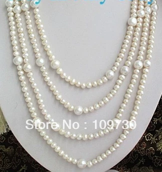 

Jewelry 002261 7mm & 10mm White Freshwater Pearl Necklace 100