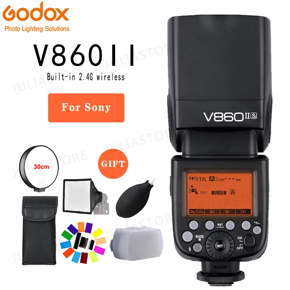 

Godox Ving V860II V860II-S E-TTL HSS 1/8000 Li-ion Battery Speedlite Flash for Sony DSLR A7R A7RII A58 A99 A6000 DSLR MI Shoe