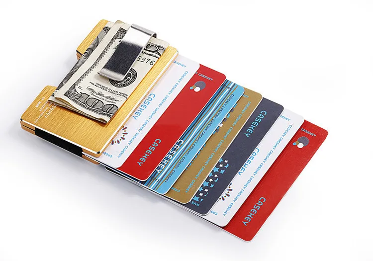 P. KUONE дизайн тонкий металлический бизнес кредитный держатель для карт анти-главный дорожный мини кошелек человек RFID кошелек деньги кошелек подарок на день рождения