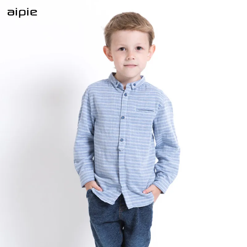 Детские рубашки высокого качества в европейском и американском стиле; хлопковые рубашки в полоску с отложным воротником для мальчиков; Детские рубашки для От 6 до 14 лет