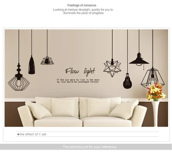

Black Chandelier Wall Sticker Vinyl DIY Wall Lamp Stickers for Living Room Photography Studio Decoration