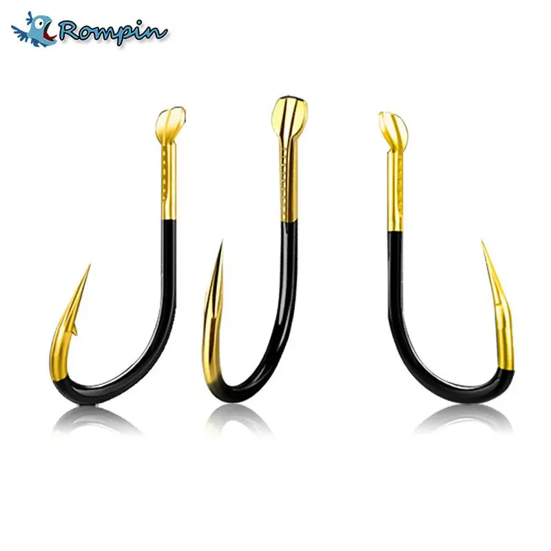 Rompin 10 قطعة/الوحدة عالية الجودة الخطافات الشائكة الملونة التنغستن سبائك السائبة الصيد هوك Baitholder ملحقات صيد سمك حجم 1 #-15 #