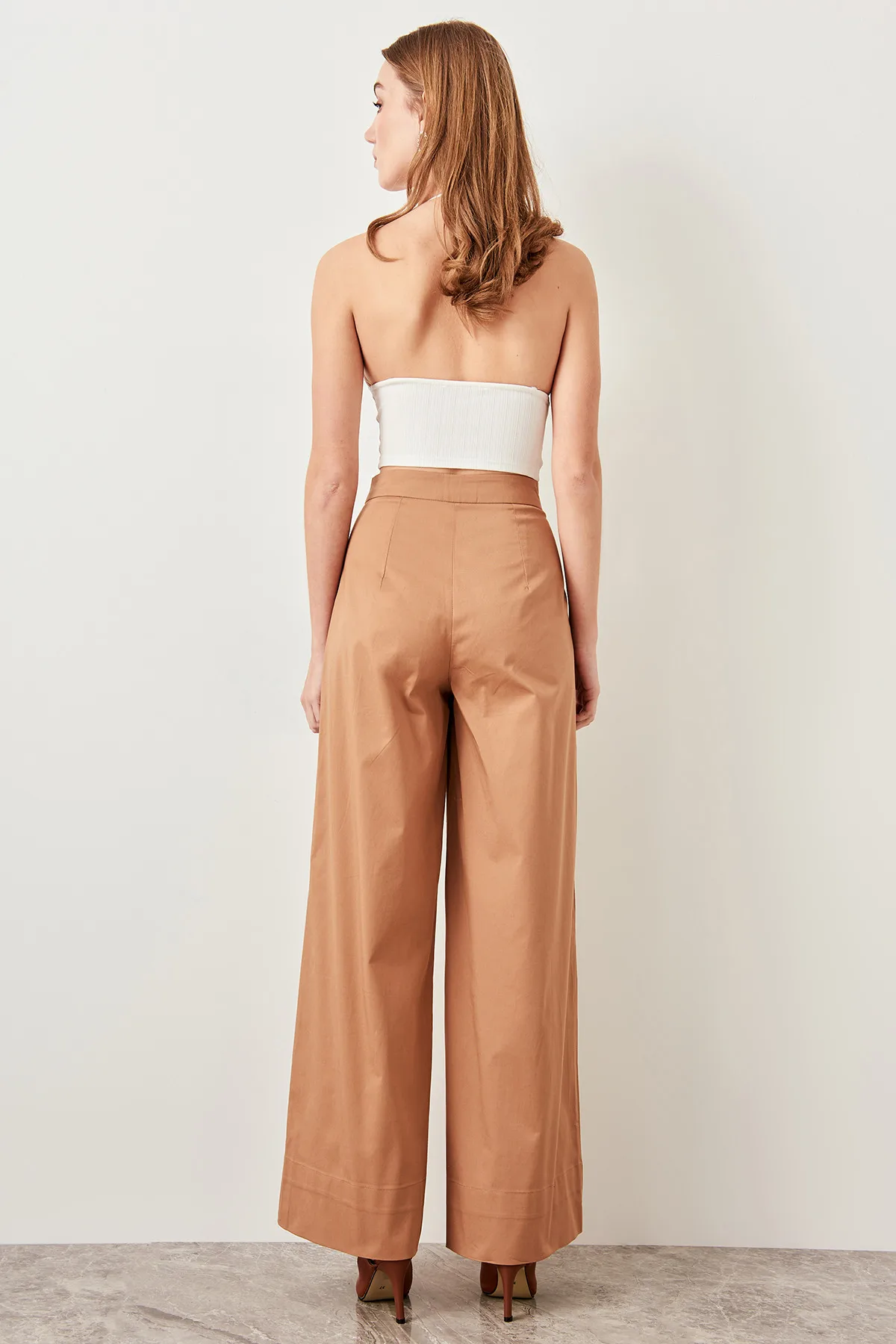 Trendyol Plenty Leg Pants Camel TWOSS19AP0128