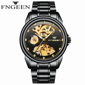 

Tungsten Steel Men Mechanical Watches Black Stainless Steel Automatic Winder Clock Man Fashion Sports Male Wrist Watches FD1290