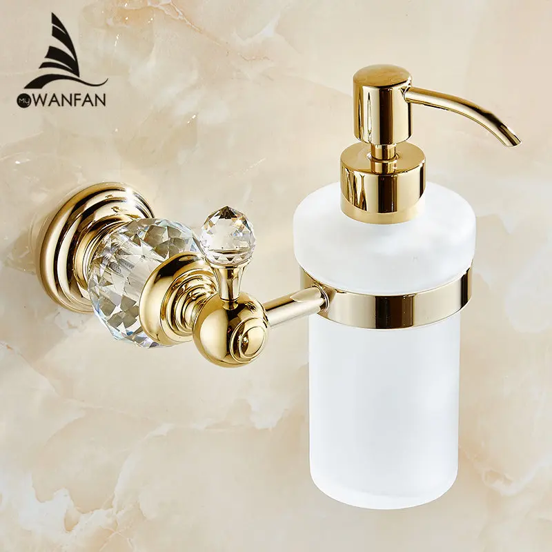 Dispensadores de Sabão Fixado na Parede com Vidro Produtos do Banheiro Líquido Luxo Ouro Dispensador Sabão Fosco Recipiente Garrafa Hk-38 Cor