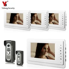 YobangSecurity 7 Inch Wired Video Door Entry System Home Security Camera Video Door Intercoms 2-camera 4-monitor Night Vision