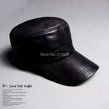 Мужская Осенняя кожаная кепка из натуральной кожи весна негабаритных овчины шляпы мужские весенние регулируемые